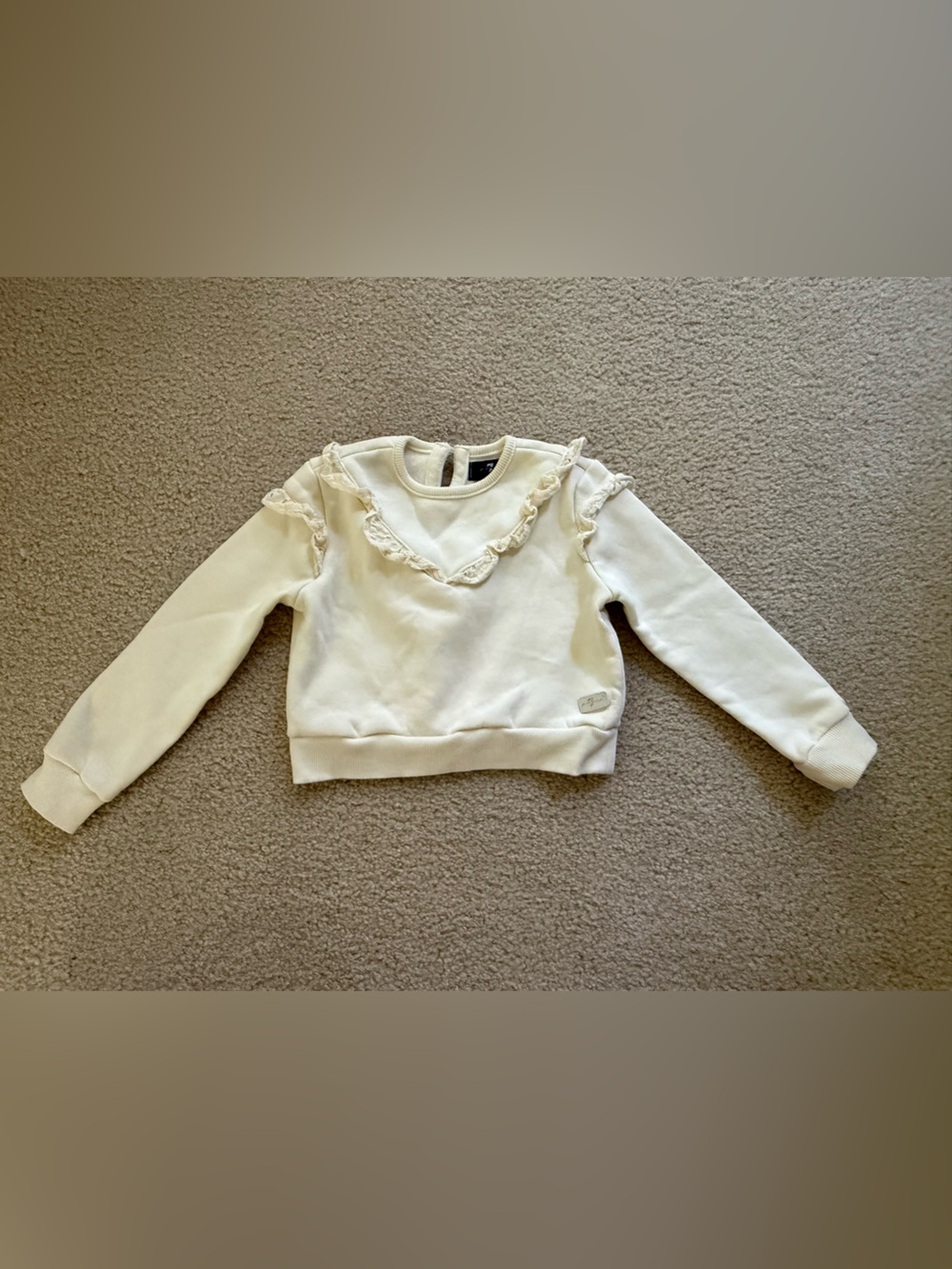 7 For All Mankind Girls Ruffle Sweatshirt – Size 3T – Cream/Ivory